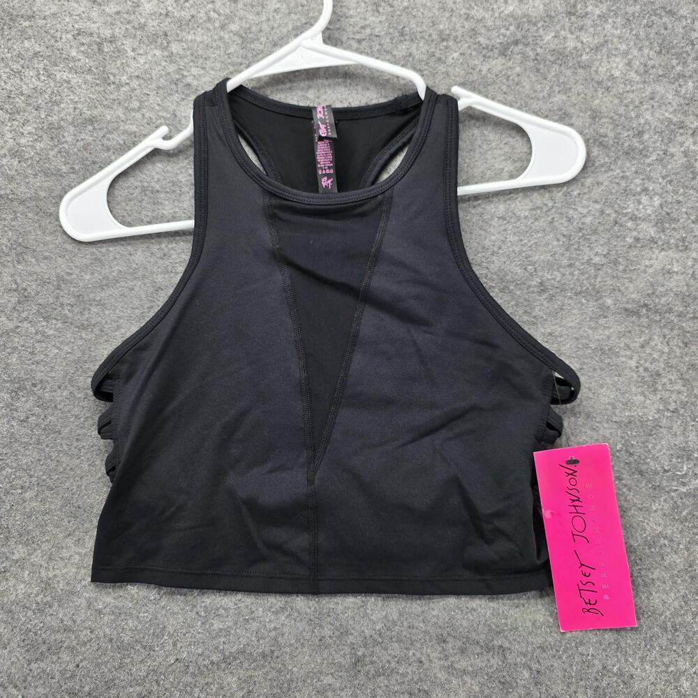 Betsey Johnson Performance Sports Bra Womens S Black Racerback Medium Support